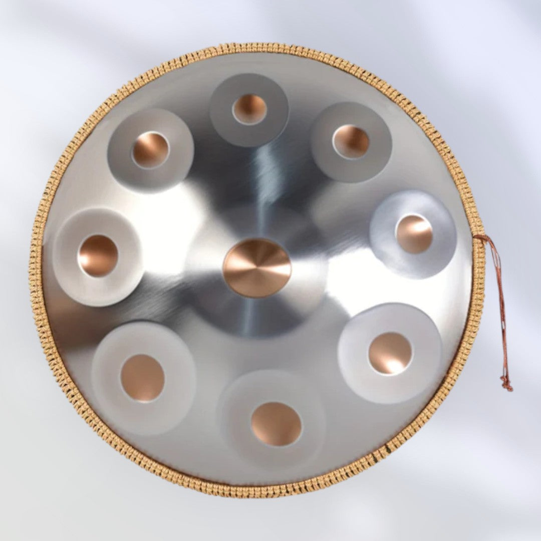 Handpan argenté 9 notes Kurd en ré mineur 440 Hz