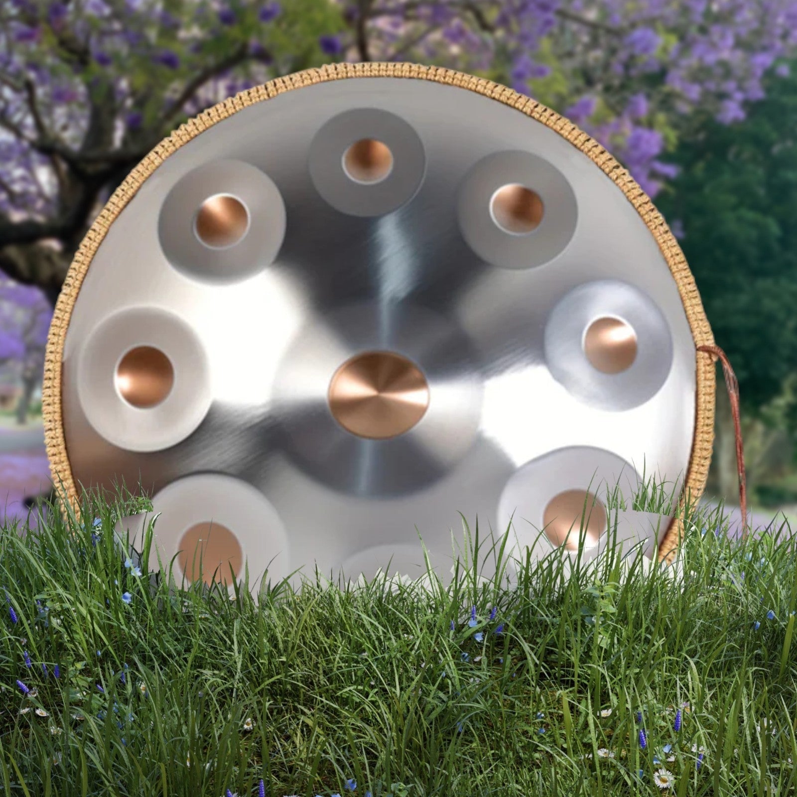 Handpan argenté 9 notes Kurd en ré mineur 440 Hz