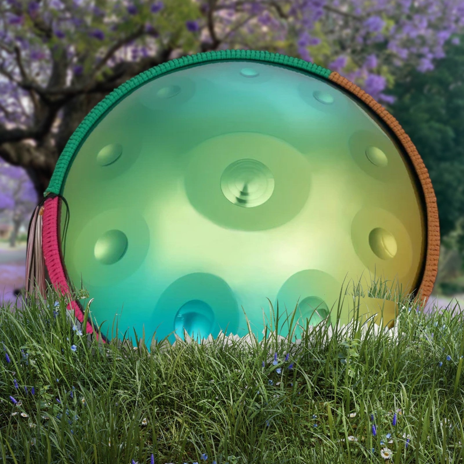 Handpan Dreamy Green 10 notes Kurd en ré mineur 440 Hz