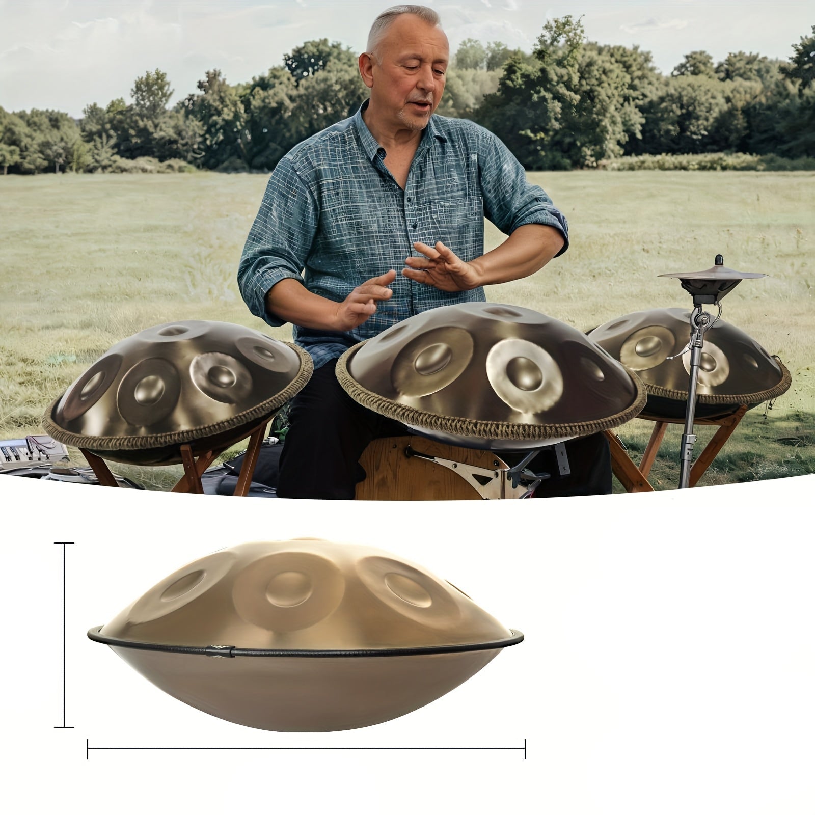 Handpan 10 notes acier Kurd  en ré mineur 440 Hz