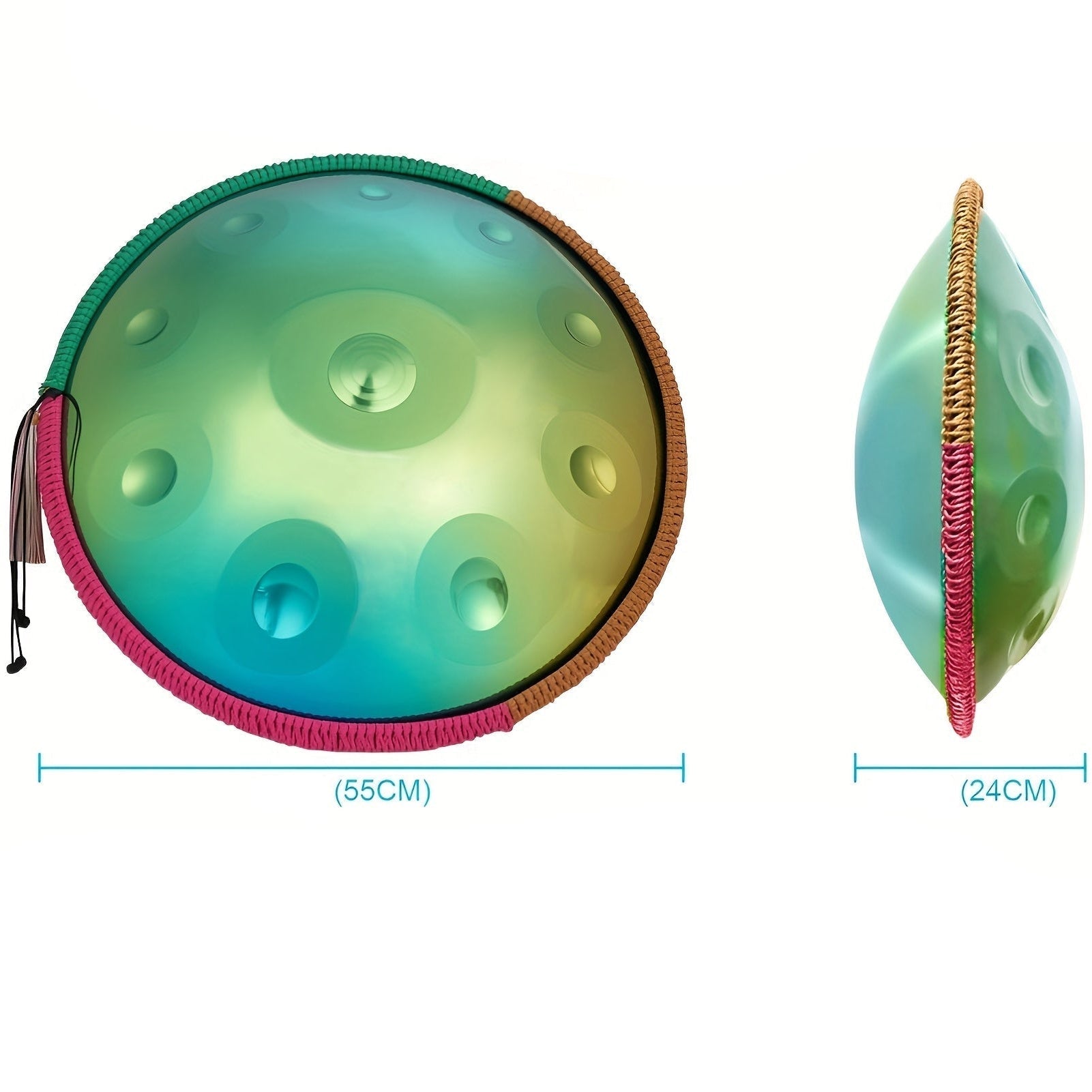 Handpan Dreamy Green 10 notes Kurd en ré mineur 440 Hz